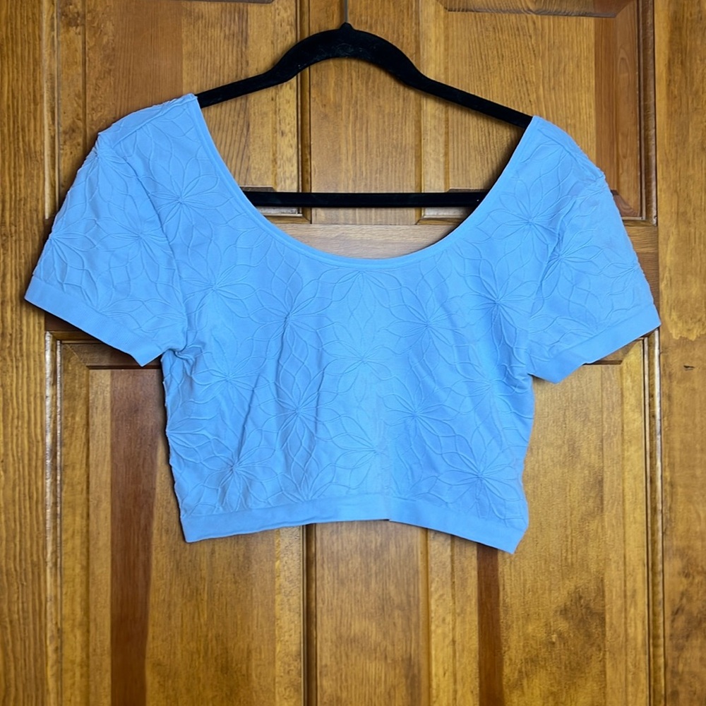 Women's American Eagle Size Large / Extra Large Blue Raised Design Crop Top